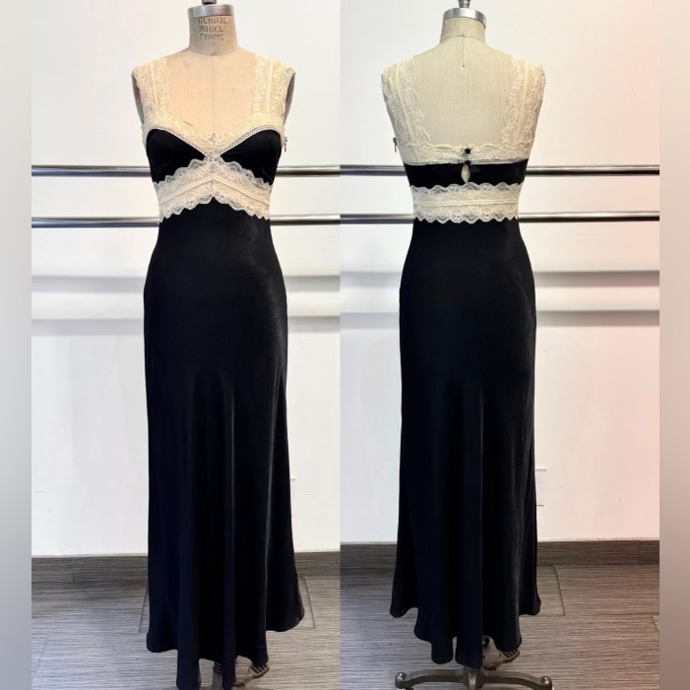 audrey lace and satin maxi dress NEW